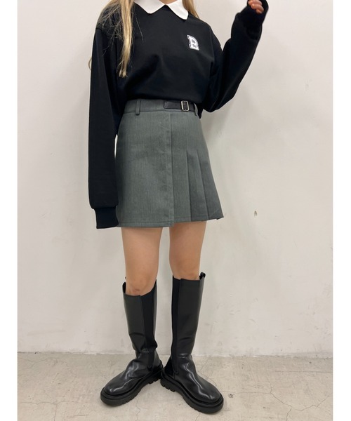 PHILLY(フィリー)の「ベルトデザインスカパン(スカート・レディース・ブラック/グレー・FREE)」の6枚目の写真