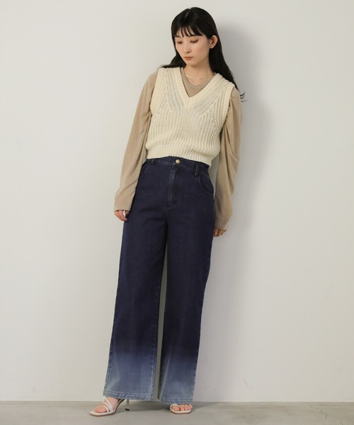 select MOCA(セレクトモカ)の「クロスウエストグラデーションデニム(デニムパンツ・レディース・ダークインディゴブルー/ブラック・SMALL/MEDIUM)」の18枚目の写真