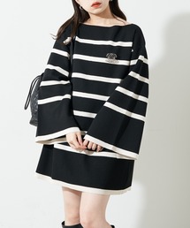 Chico | ブローチ付ボーダーニットミニワンピース(ワンピース)