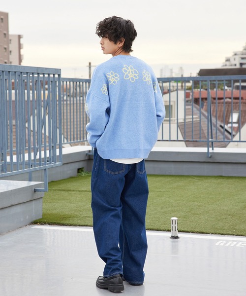 re_k by JUNRED（レクバイジュンレッド）の「re_k by JUNRED / ピースデイジージャガードニットカーディガン（カーディガン/ボレロ・メンズ・チャコールグレー/ライトグレー/サックスブルー・S/M/L）」の15枚目の写真