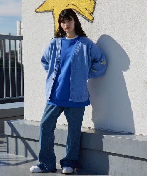 re_k by JUNRED（レクバイジュンレッド）の「re_k by JUNRED / ピースデイジージャガードニットカーディガン（カーディガン/ボレロ・メンズ・チャコールグレー/ライトグレー/サックスブルー・S/M/L）」の16枚目の写真