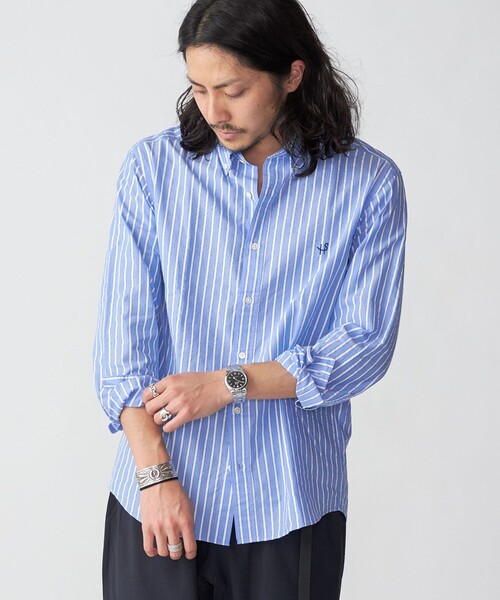 SHIPS（シップス）の「*SHIPS: ワンポイント ロゴ ギンガムチェック/ストライプ ボタンダウン シャツ（シャツ/ブラウス・メンズ・ロイヤルブルー/ブルー系/ネイビー/ライトブルー/ブラック・LARGE/SMALL/MEDIUM/X-LARGE）」の3枚目の写真