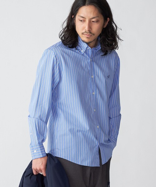 SHIPS（シップス）の「*SHIPS: ワンポイント ロゴ ギンガムチェック/ストライプ ボタンダウン シャツ（シャツ/ブラウス・メンズ・ロイヤルブルー/ブルー系/ネイビー/ライトブルー/ブラック・LARGE/SMALL/MEDIUM/X-LARGE）」の17枚目の写真