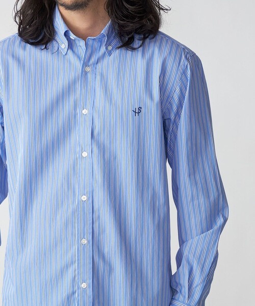 SHIPS（シップス）の「*SHIPS: ワンポイント ロゴ ギンガムチェック/ストライプ ボタンダウン シャツ（シャツ/ブラウス・メンズ・ロイヤルブルー/ブルー系/ネイビー/ライトブルー/ブラック・LARGE/SMALL/MEDIUM/X-LARGE）」の18枚目の写真