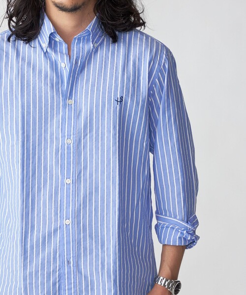 SHIPS（シップス）の「*SHIPS: ワンポイント ロゴ ギンガムチェック/ストライプ ボタンダウン シャツ（シャツ/ブラウス・メンズ・ロイヤルブルー/ブルー系/ネイビー/ライトブルー/ブラック・LARGE/SMALL/MEDIUM/X-LARGE）」の22枚目の写真