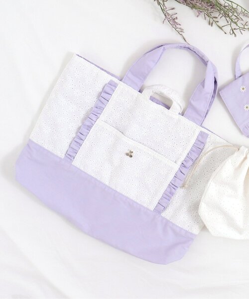 apres les cours（アプレレクール）の「3柄 レッスントート（トートバッグ・キッズ・ラベンダー/ベージュ/ピンク・FREE）」の2枚目の写真