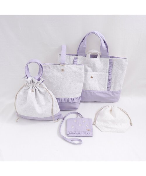 apres les cours（アプレレクール）の「3柄 レッスントート（トートバッグ・キッズ・ラベンダー/ベージュ/ピンク・FREE）」の5枚目の写真