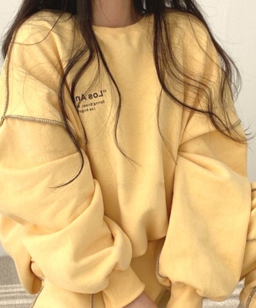 Dalfwin(ダールフィン)の「2023新作 韓国ファッション スウェット ルームウェア レディース 両起毛 裏起毛あり【上下セット】LOS配色ステッチセットアップ トレーナー 2023AW 秋冬新作(ルームウェア/パジャマ・レディース・マスタード/グレー系その他/ブラック/ブルー・FREE)」の18枚目の写真