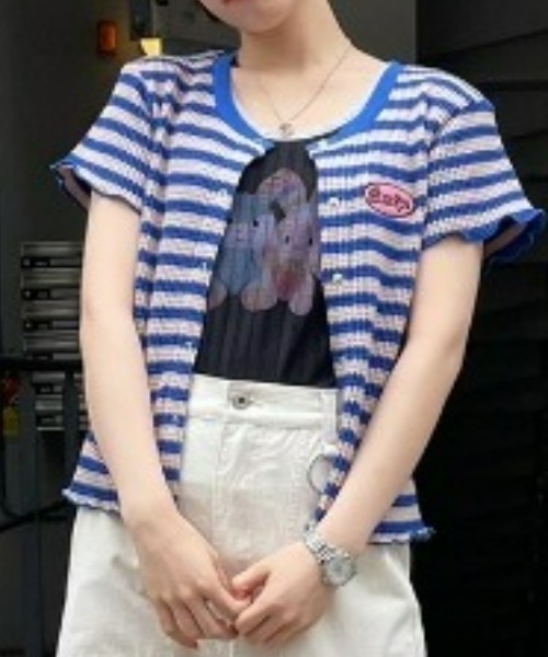 Candy Stripper(キャンディストリッパー)の「MY FAVORITE MINI カーディガン(カーディガン/ボレロ・レディース・ブルー/アイボリー/グリーン・2)」の3枚目の写真