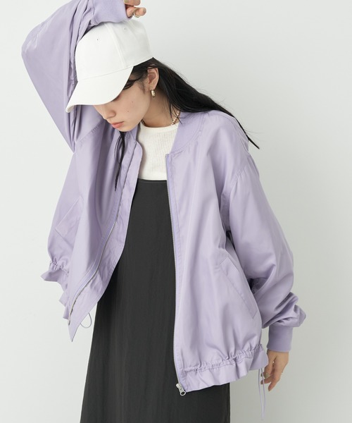 earth music&ecology（アースミュージックアンドエコロジー）の「シャーリングMA-1（MA-1・レディース・カーキ/アイボリー/ラベンダー・FREE）」の3枚目の写真