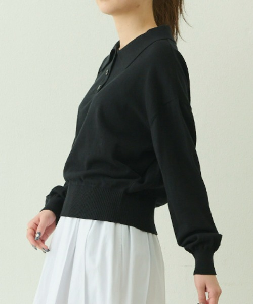 EDIT Gris（エディットグリ）の「ニットポロプルオーバー（ニット/セーター・レディース・グレー/ブルー/ブラック/レッド・FREE）」の10枚目の写真