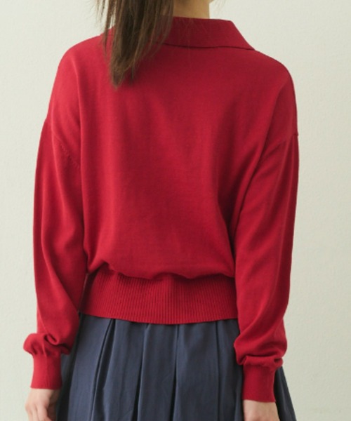 EDIT Gris（エディットグリ）の「ニットポロプルオーバー（ニット/セーター・レディース・グレー/ブルー/ブラック/レッド・FREE）」の6枚目の写真