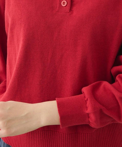 EDIT Gris（エディットグリ）の「ニットポロプルオーバー（ニット/セーター・レディース・グレー/ブルー/ブラック/レッド・FREE）」の8枚目の写真