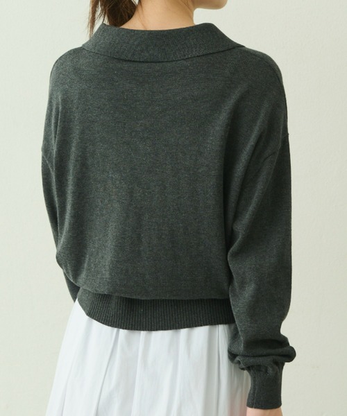 EDIT Gris（エディットグリ）の「ニットポロプルオーバー（ニット/セーター・レディース・グレー/ブルー/ブラック/レッド・FREE）」の17枚目の写真