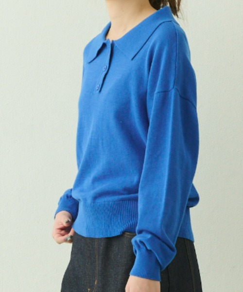 EDIT Gris（エディットグリ）の「ニットポロプルオーバー（ニット/セーター・レディース・グレー/ブルー/ブラック/レッド・FREE）」の21枚目の写真