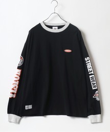 VISION STREET WEAR/ヴィジョンストリートウエア オーバーサイズ バックプリント ワンポイント刺繍 袖ロゴ フェイクレイヤード ロンＴ メンズ レディース