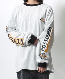 VISION STREET WEAR/ヴィジョンストリートウエア オーバーサイズ バックプリント ワンポイント刺繍 袖ロゴ フェイクレイヤード ロンＴ メンズ レディース