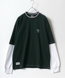 VISION STREET WEAR/ヴィジョンストリートウエア オーバーサイズ バックプリント ワンポイント刺繍 袖ロゴ フェイクレイヤード ロンT メンズ レディース