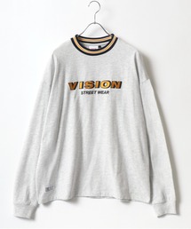 VISION STREET WEAR/ヴィジョンストリートウエア オーバーサイズ バックプリント ワンポイント刺繍 袖ロゴ フェイクレイヤード ロンT メンズ レディース
