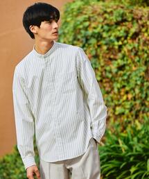 green label relaxing | LF オックス ストライプ バンドカラー シャツ -防シワ-(シャツ/ブラウス)