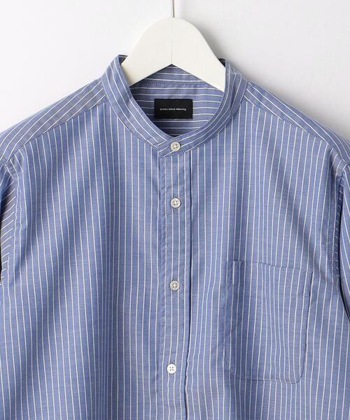 green label relaxing（グリーンレーベルリラクシング）の「LF オックス ストライプ バンドカラー シャツ -防シワ-（シャツ/ブラウス・メンズ・ホワイト/ベージュ/ロイヤルブルー・S/M/L/XL）」の10枚目の写真