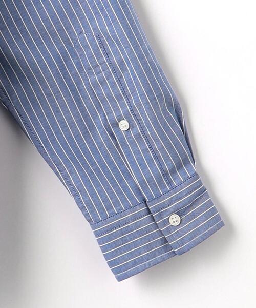 green label relaxing（グリーンレーベルリラクシング）の「LF オックス ストライプ バンドカラー シャツ -防シワ-（シャツ/ブラウス・メンズ・ホワイト/ベージュ/ロイヤルブルー・S/M/L/XL）」の8枚目の写真
