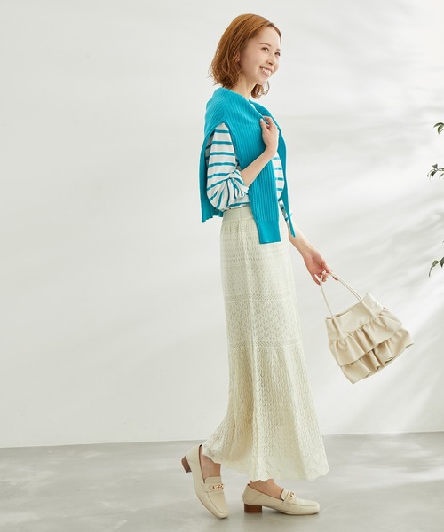 ROPE' PICNIC（ロペピクニック）の「透かし編みニットマーメイドスカート（スカート・レディース・ブラック/ベージュ系その他/オフホワイト・40/38）」の8枚目の写真