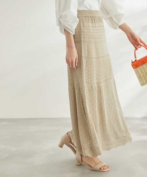 ROPE' PICNIC（ロペピクニック）の「透かし編みニットマーメイドスカート（スカート・レディース・ブラック/ベージュ系その他/オフホワイト・40/38）」の11枚目の写真