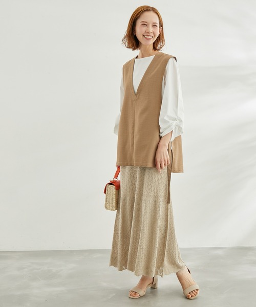 ROPE' PICNIC（ロペピクニック）の「透かし編みニットマーメイドスカート（スカート・レディース・ブラック/ベージュ系その他/オフホワイト・40/38）」の12枚目の写真