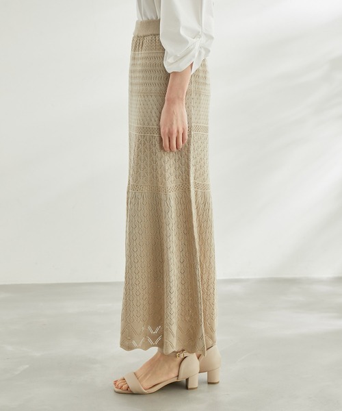 ROPE' PICNIC（ロペピクニック）の「透かし編みニットマーメイドスカート（スカート・レディース・ブラック/ベージュ系その他/オフホワイト・40/38）」の15枚目の写真