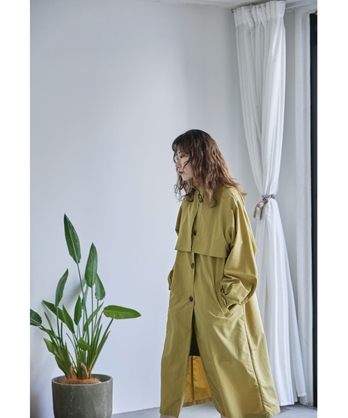 etoll.（エトル）の「スタンドカラー＆ステンカラー2wayロングコート（トレンチコート・レディース・オフホワイト/マスタード/グリーン/ブラック/ベージュ・M/L）」の8枚目の写真