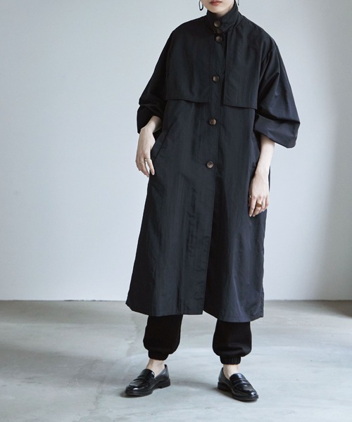 etoll.（エトル）の「スタンドカラー＆ステンカラー2wayロングコート（トレンチコート・レディース・オフホワイト/マスタード/グリーン/ブラック/ベージュ・M/L）」の20枚目の写真