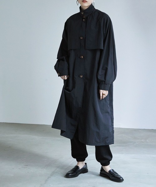 etoll.（エトル）の「スタンドカラー＆ステンカラー2wayロングコート（トレンチコート・レディース・オフホワイト/マスタード/グリーン/ブラック/ベージュ・M/L）」の14枚目の写真