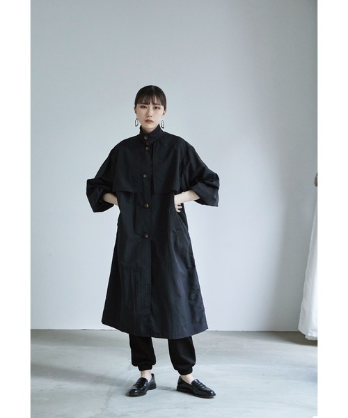 etoll.（エトル）の「スタンドカラー＆ステンカラー2wayロングコート（トレンチコート・レディース・オフホワイト/マスタード/グリーン/ブラック/ベージュ・M/L）」の19枚目の写真