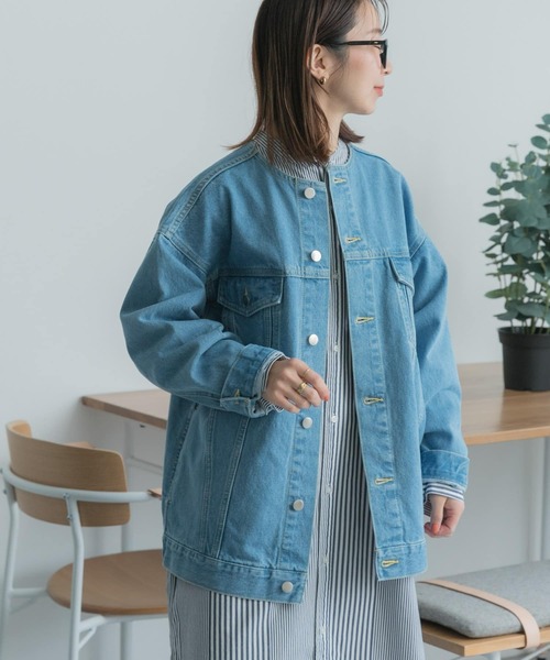FORK&SPOONノーカラーデニムジャケット