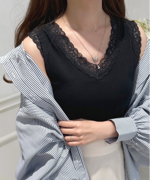 apres jour(アプレジュール)の「レース付きカップインナー【ZOZOTOWN限定アイテム】(キャミソール・レディース・アイボリー/ブラック/オフホワイト・X-LARGE/フリー)」の3枚目の写真