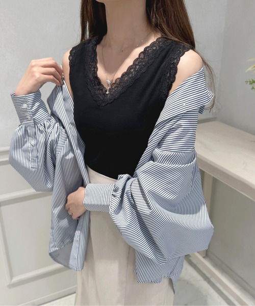 apres jour(アプレジュール)の「レース付きカップインナー【ZOZOTOWN限定アイテム】(キャミソール・レディース・アイボリー/ブラック/オフホワイト・X-LARGE/フリー)」の8枚目の写真