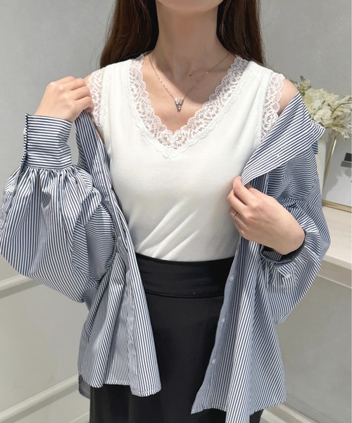apres jour(アプレジュール)の「レース付きカップインナー【ZOZOTOWN限定アイテム】(キャミソール・レディース・アイボリー/ブラック/オフホワイト・X-LARGE/フリー)」の4枚目の写真