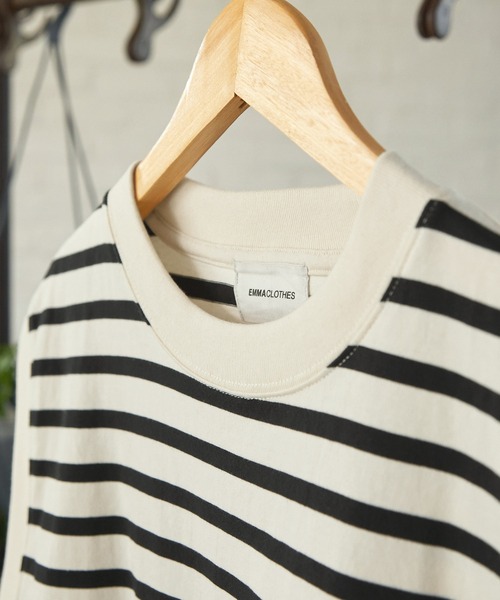 EMMA CLOTHES(エマクローズ)の「フレンチスリーブクルーネックS/Sカットソー EMMA CLOTHES 2023SS(その他トップス・メンズ・アイボリー系/ブラック系/オフホワイト・L/M)」の12枚目の写真