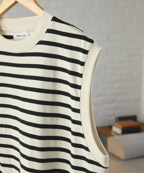 EMMA CLOTHES(エマクローズ)の「フレンチスリーブクルーネックS/Sカットソー EMMA CLOTHES 2023SS(その他トップス・メンズ・アイボリー系/ブラック系/オフホワイト・L/M)」の13枚目の写真