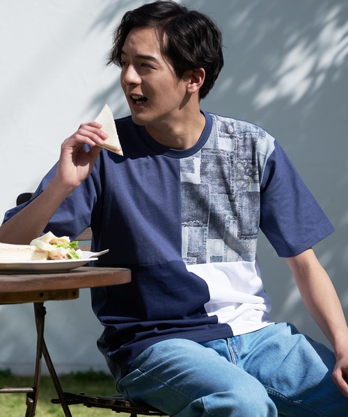 UNIIT（ユニット）の「汗染みの目立ちにくいTシャツ ZEROSTAIN ゼロステイン　撥水性　UVカット プリントTシャツ 切り替えTシャツ（Tシャツ/カットソー・メンズ・ネイビー/チャコールグレー/ブラック/ブルー/その他/その他2/ブルー系その他/その他6/その他7/その他8/その他9/その他10/その他12/その他3/その他4/その他5/ブラック系その他/ダークブルー/その他1/その他11/ホワイト系3/ホワイト系5/ブルー系4/ブラック系5/ブルー系6/ホワイト系4/ブラック系3/ホワイト系6・LARGE/X-LARGE/MEDIUM/SMALL）」の11枚目の写真