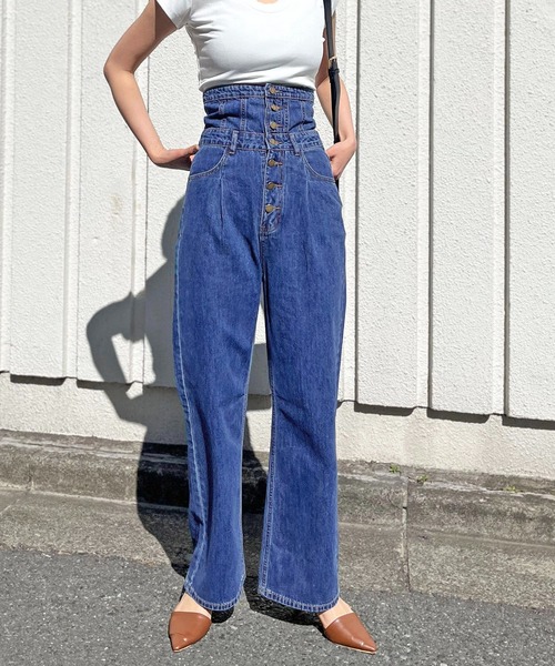 Jewelobe（ジュエローブ）の「コルセットライク2wayハイウエストデニム