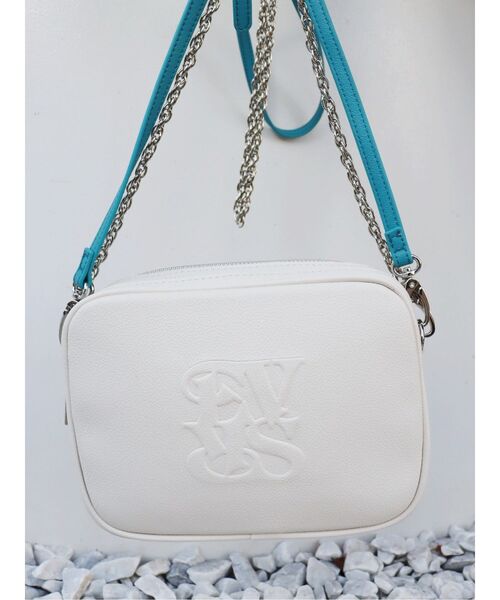 EVRIS（エヴリス）の「バイカラーショルダーチェーンミニBAG（ショルダーバッグ・レディース・ブラック/パープル/ホワイト・FREE）」の2枚目の写真