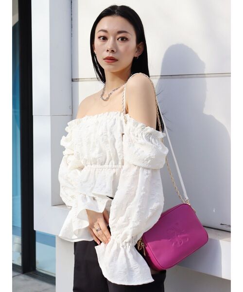 EVRIS（エヴリス）の「バイカラーショルダーチェーンミニBAG（ショルダーバッグ・レディース・ブラック/パープル/ホワイト・FREE）」の16枚目の写真