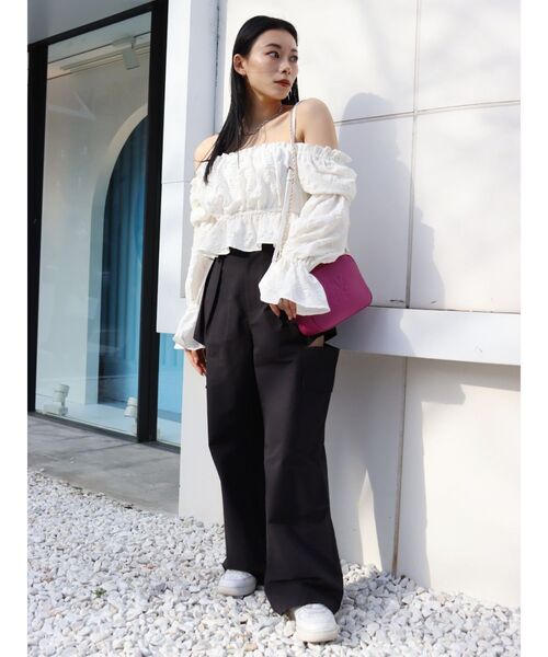 EVRIS（エヴリス）の「バイカラーショルダーチェーンミニBAG（ショルダーバッグ・レディース・ブラック/パープル/ホワイト・FREE）」の17枚目の写真