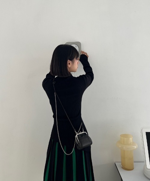 SEN TOKYO（セントーキョー）の「バイカラーでアクセント。バイカラーAラインニットスカート（スカート・レディース・ホワイト×ブラック/グリーン・FREE）」の13枚目の写真