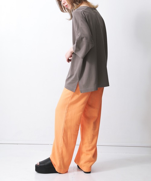 n'OrLABEL（ノアールレーベル）の「【機能素材】『ゆるっとロゴT』（Tシャツ/カットソー・レディース・グレー/ホワイト/ライトブルー/ラベンダー/ダークパープル/グリーン/ホワイト×グリーン・2/1）」の19枚目の写真