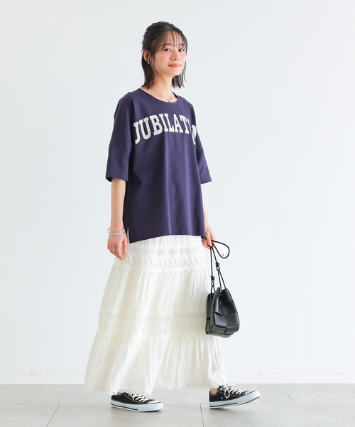n'OrLABEL(ノアールレーベル)の「【機能素材】『ゆるっとロゴT』(Tシャツ/カットソー・レディース・グレー/ホワイト/ライトブルー/ラベンダー/ダークパープル/グリーン/ホワイト×グリーン・2/1)」の9枚目の写真