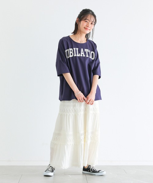 n'OrLABEL(ノアールレーベル)の「【機能素材】『ゆるっとロゴT』(Tシャツ/カットソー・レディース・グレー/ホワイト/ライトブルー/ラベンダー/ダークパープル/グリーン/ホワイト×グリーン・2/1)」の10枚目の写真