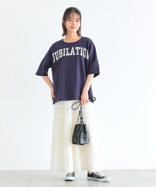 n'OrLABEL(ノアールレーベル)の「【機能素材】『ゆるっとロゴT』(Tシャツ/カットソー・レディース・グレー/ホワイト/ライトブルー/ラベンダー/ダークパープル/グリーン/ホワイト×グリーン・2/1)」の8枚目の写真